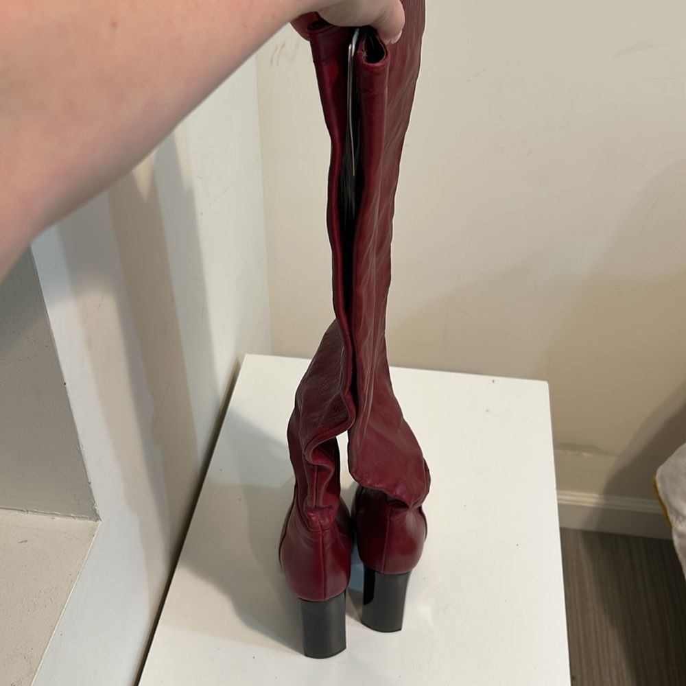 Zara Red Heeled Boots - Picture 6 of 8
